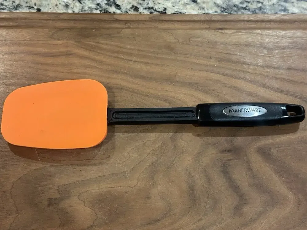 Farberware Orange Silicone Spatula Black Plastic Handle Cooking Utensil